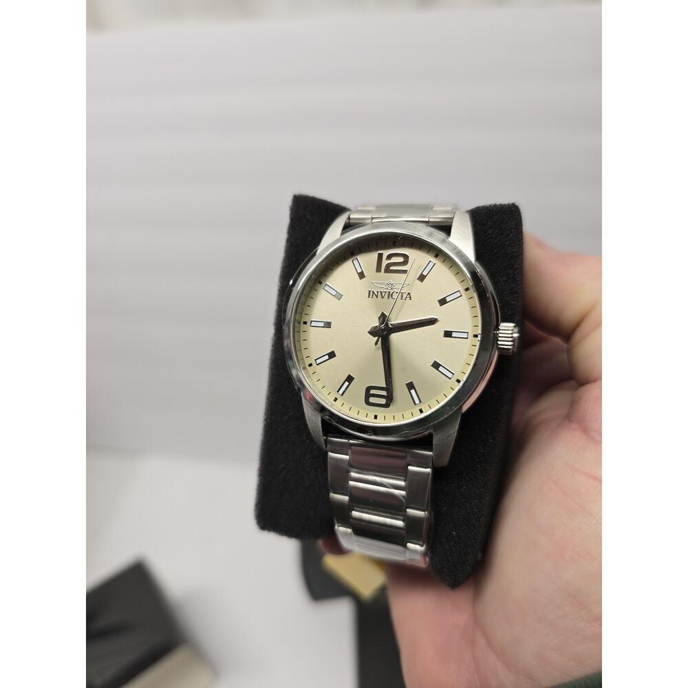 Invicta Men's Celestial 43mm Quartz Watch Gold Dial Leather Band NEW IN BOX